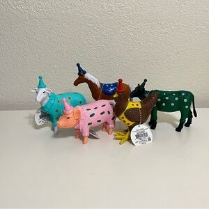 Target Party Farm Animals Wearing Party Hats Lot Of 5 Pig Cow Horse Chicken Shee